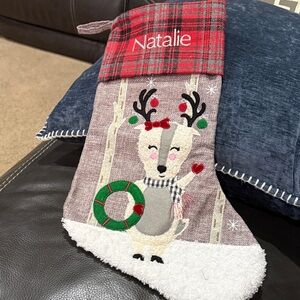 Plaid Reindeer Christmas Stocking